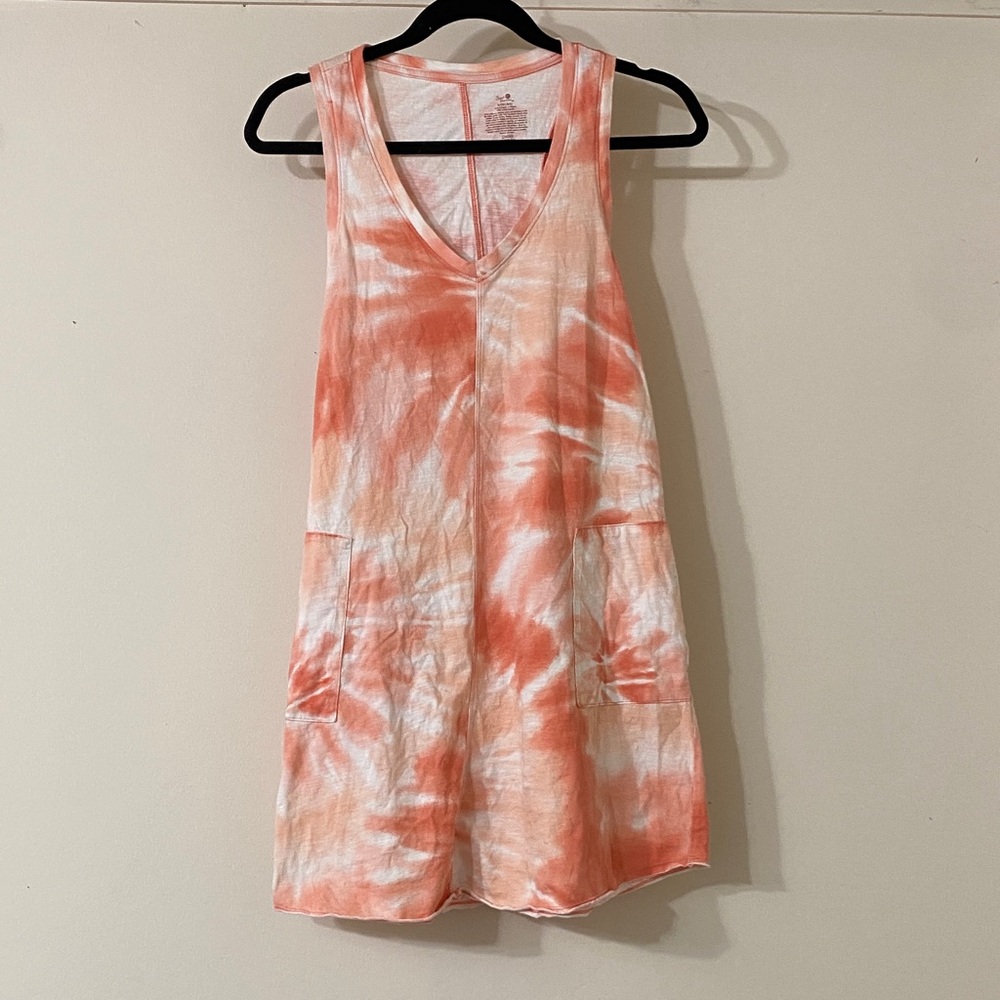 Secret Treasures Tie-Dye Sleeveless Dress - Orange and White